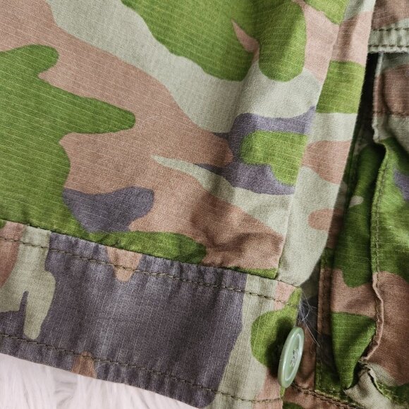 J Crew Jacket Womens XS Boyfriend Fatigue Hooded Camouflage Cotton camo army zip - Picture 12 of 13